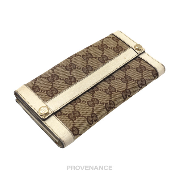 🔴 Gucci GG Canvas Long Wallet - White - Picture 4 of 9
